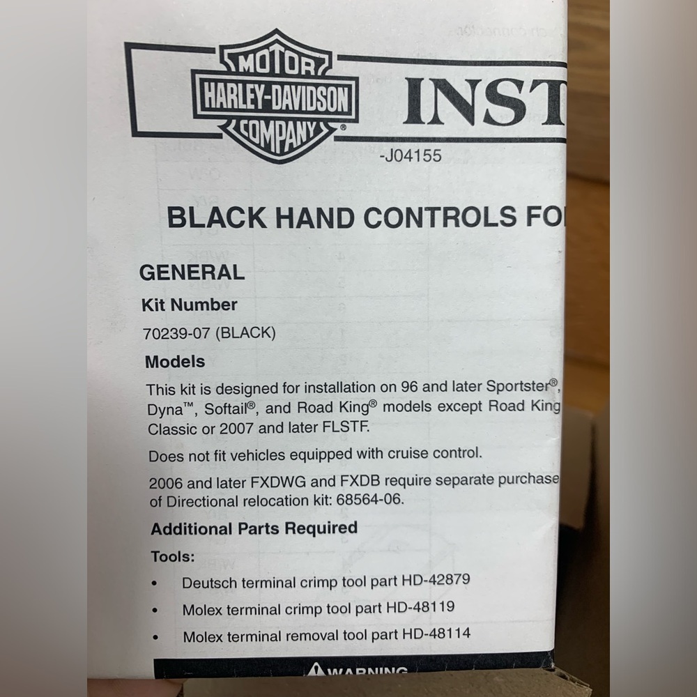96 and later sportster hand control wiring kit
